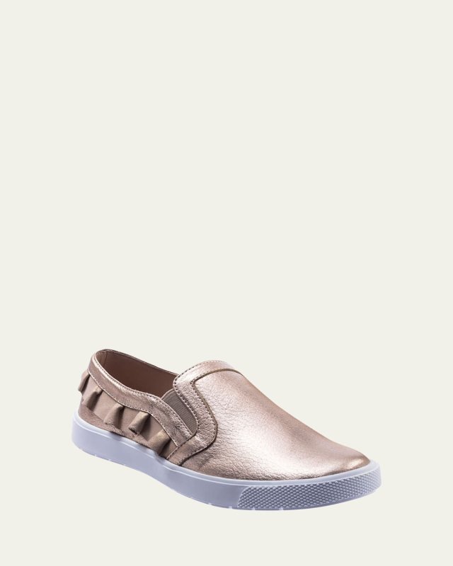 Girl's Metallic Ruffled Slip-On Sneakers, Baby/Toddlers